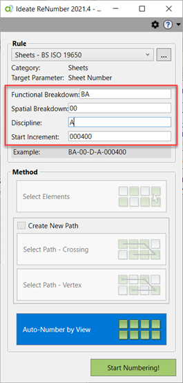 Renaming sheets to ISO 19650