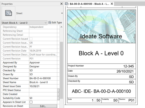 Renaming sheets to ISO 19650