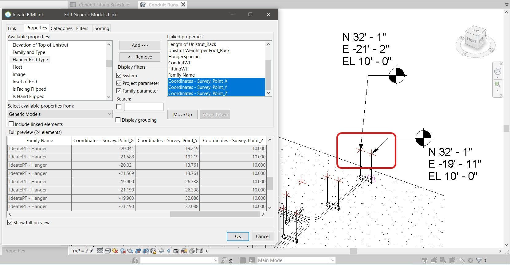 xyz hanger points Ideate BIMLink