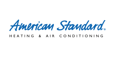 The american standard heating and air conditioning logo is blue and white.