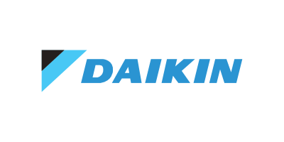 The daikin logo is blue and black on a white background.