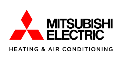 The mitsubishi electric logo is for heating and air conditioning.