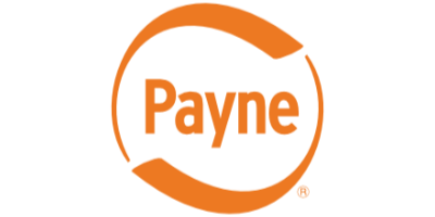 An orange payne logo on a white background
