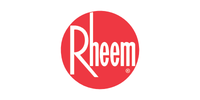 A red circle with the word rheem on it