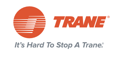 A trane logo that says it 's hard to stop a trane