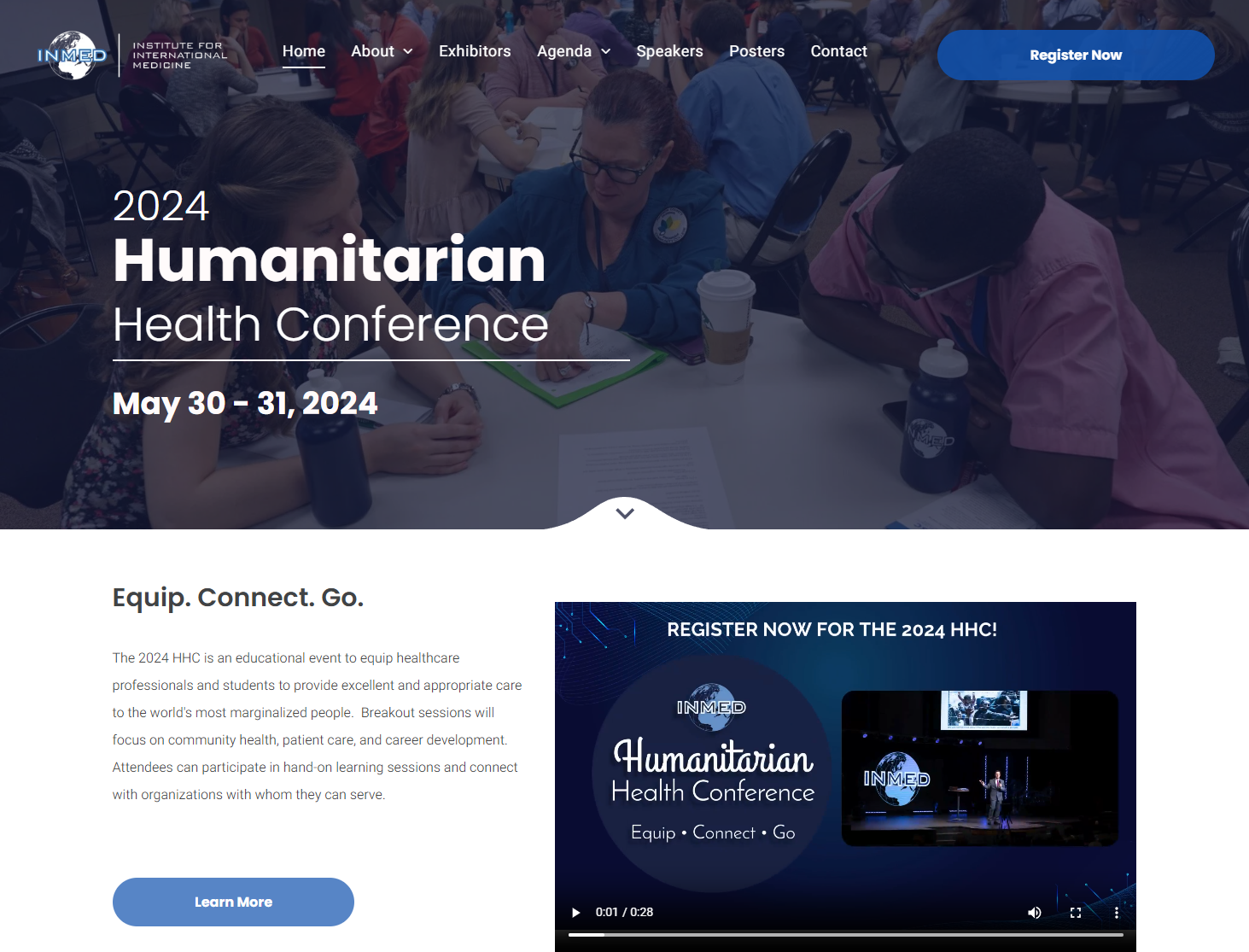 A screenshot of the website for the 2024 humanitarian health conference