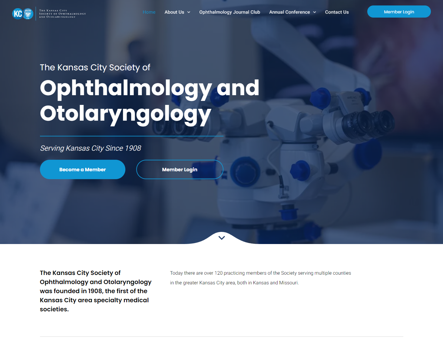 A website for the kansas city society of ophthalmology and otolaryngology