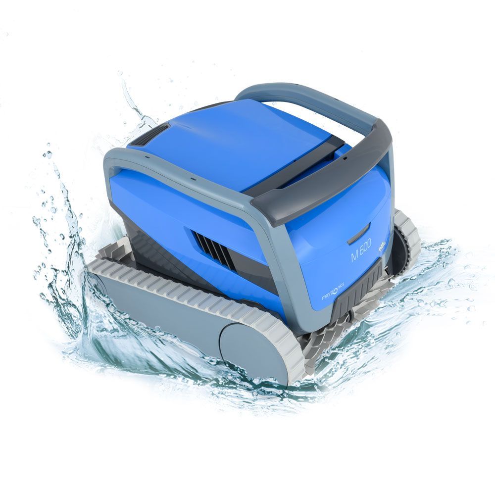 A Blue Robotic Pool Cleaner Is Splashing in The Water — Dazzling Blue Pool & Spa Centre Gold Coast in Burleigh Heads, QLD