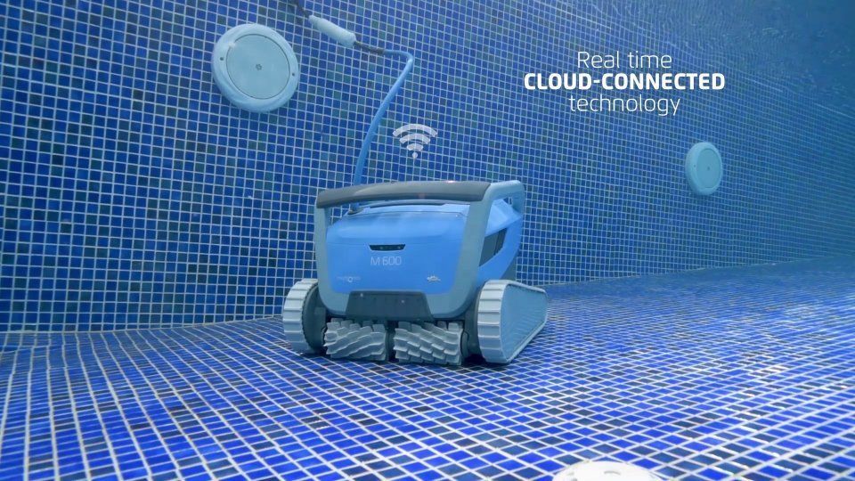 A Robot Is Cleaning A Swimming Pool With A Cloud Connected Technology — Dazzling Blue Pool & Spa Centre Gold Coast in Burleigh Heads, QLD
