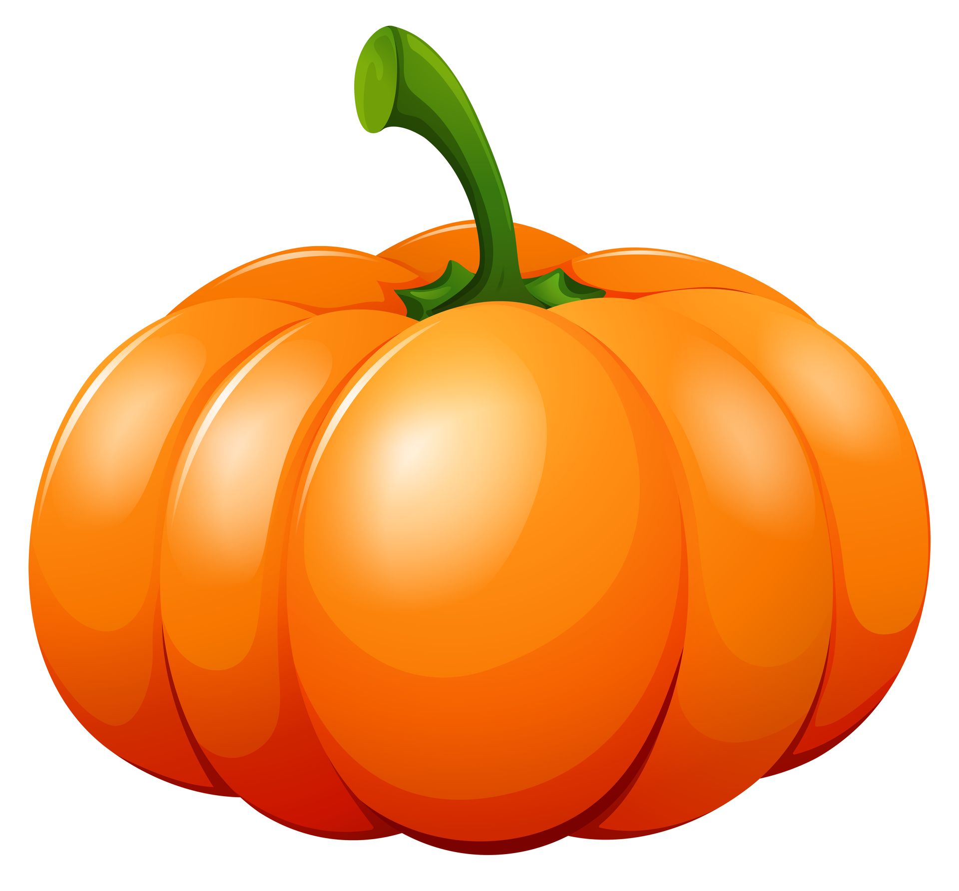 Orange pumpkin with a green stem.