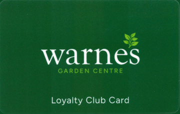 Green Warnes Garden Centre loyalty card.