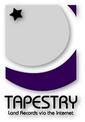 A purple and white logo for tapestry records with a star on it.