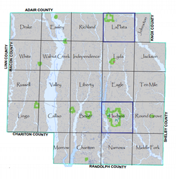 A map of a county in Missouri