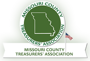 The missouri county treasurers association logo is a green circle with a map of missouri inside of it.