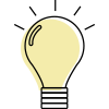 A light bulb with rays coming out of it on a white background.
