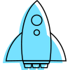 A blue rocket with two circles on it is flying through the air. A blue rocket with two circles on it is flying through the air.