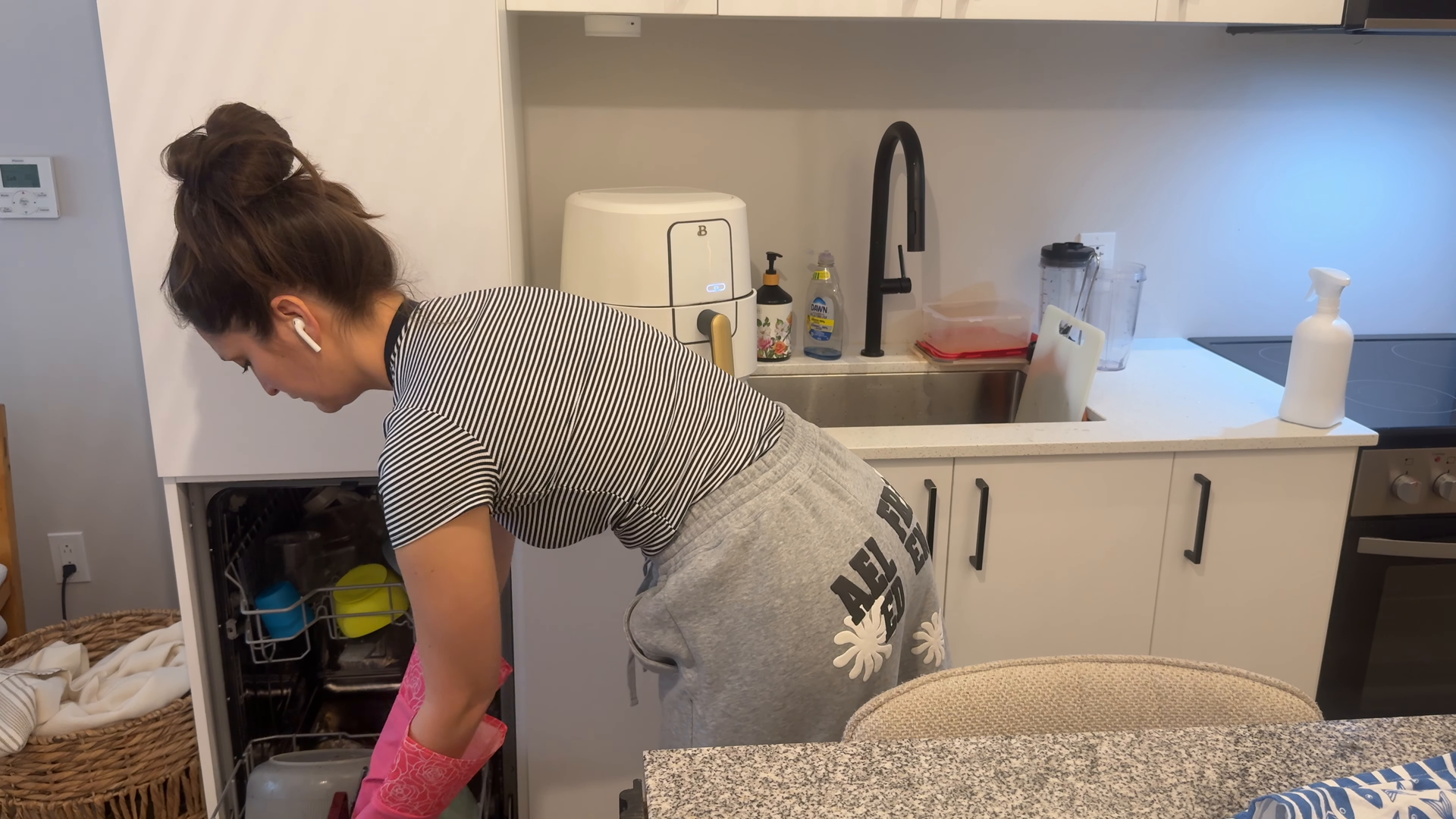 Cleaner working in a classic NYC apartment layout in Forest Hills Queens