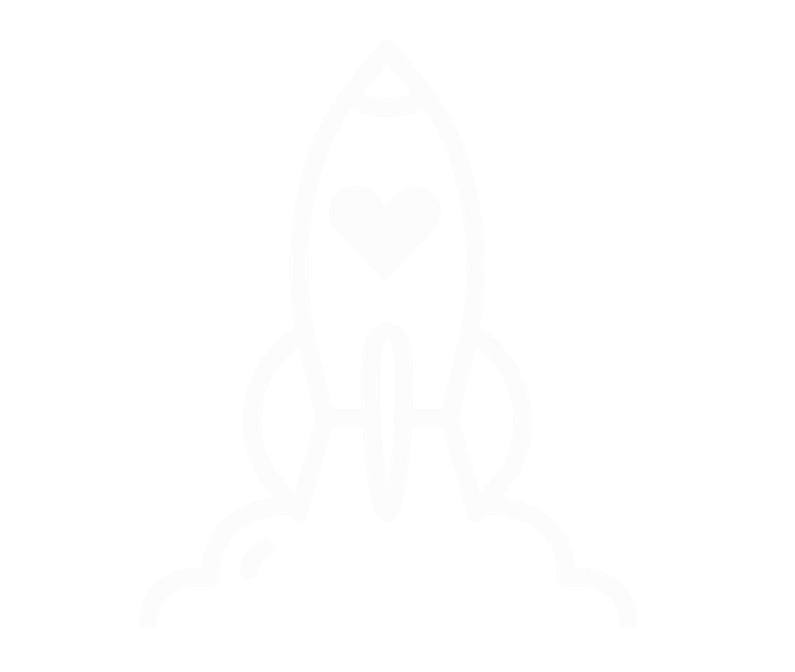 A white silhouette of a rocket ship