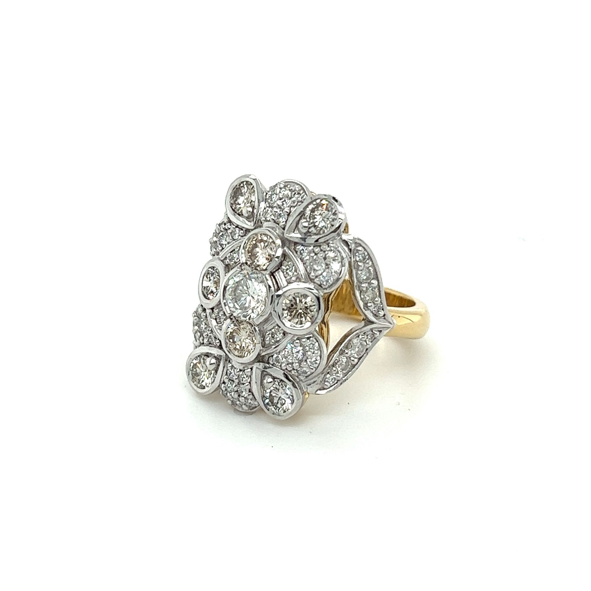 Diamond cluster ring with yellow gold band — K. Smith & Son Jewellers In Caloundra, QLD