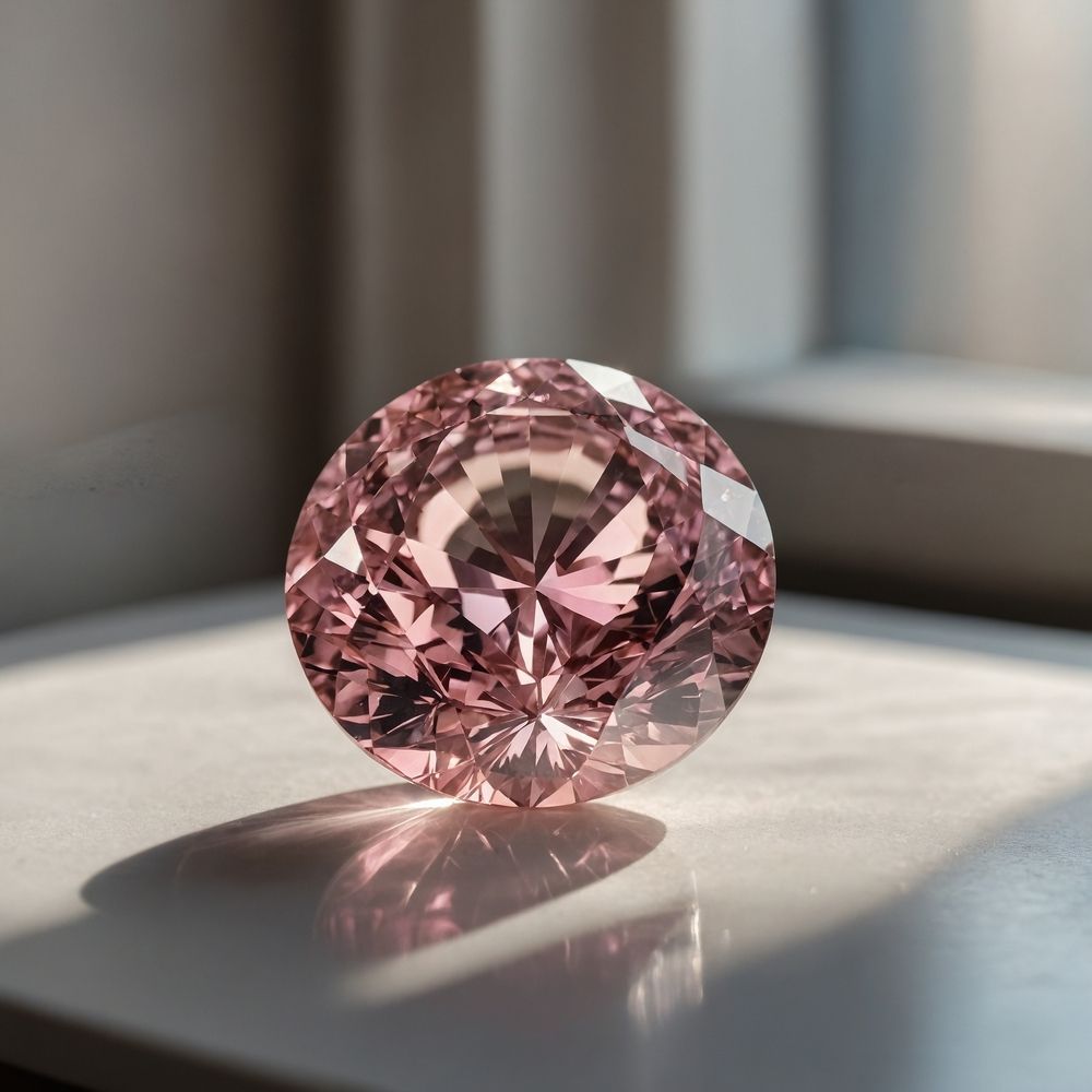 A Pink Diamond is Sitting on a White Surface in Front of a Window — K. Smith & Son Jewellers In Caloundra, QLD