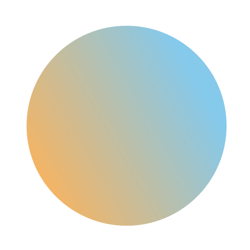 Gradient circle, blue to orange blend.