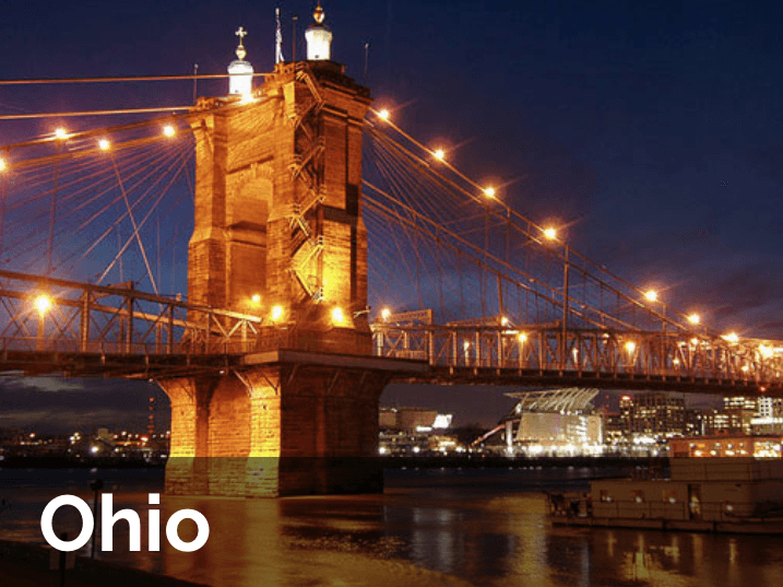 Cincinnati Roebling Bridge Across the Ohio River