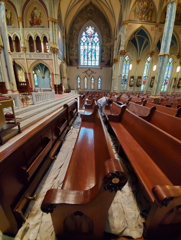 Church Wooden Long Chairs — Pooler, GA — Holcombe Painting & Wallcovering
