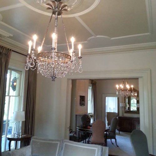 Living Room with Chandelier — Pooler, GA — Holcombe Painting & Wallcovering