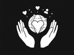 A pair of hands holding a globe with a heart in it.