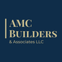 AMC Builders & Associates LLC logo in gold on a navy blue background.