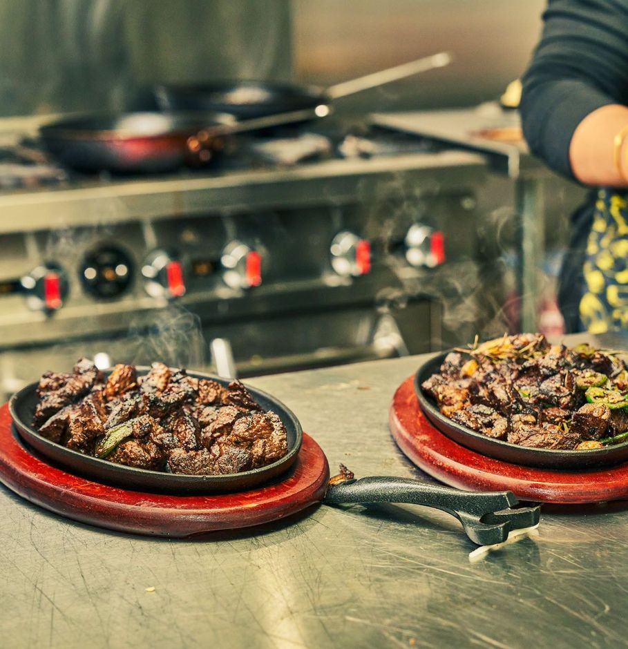 Sizzling dish from Kebena Ethiopian Restaurant