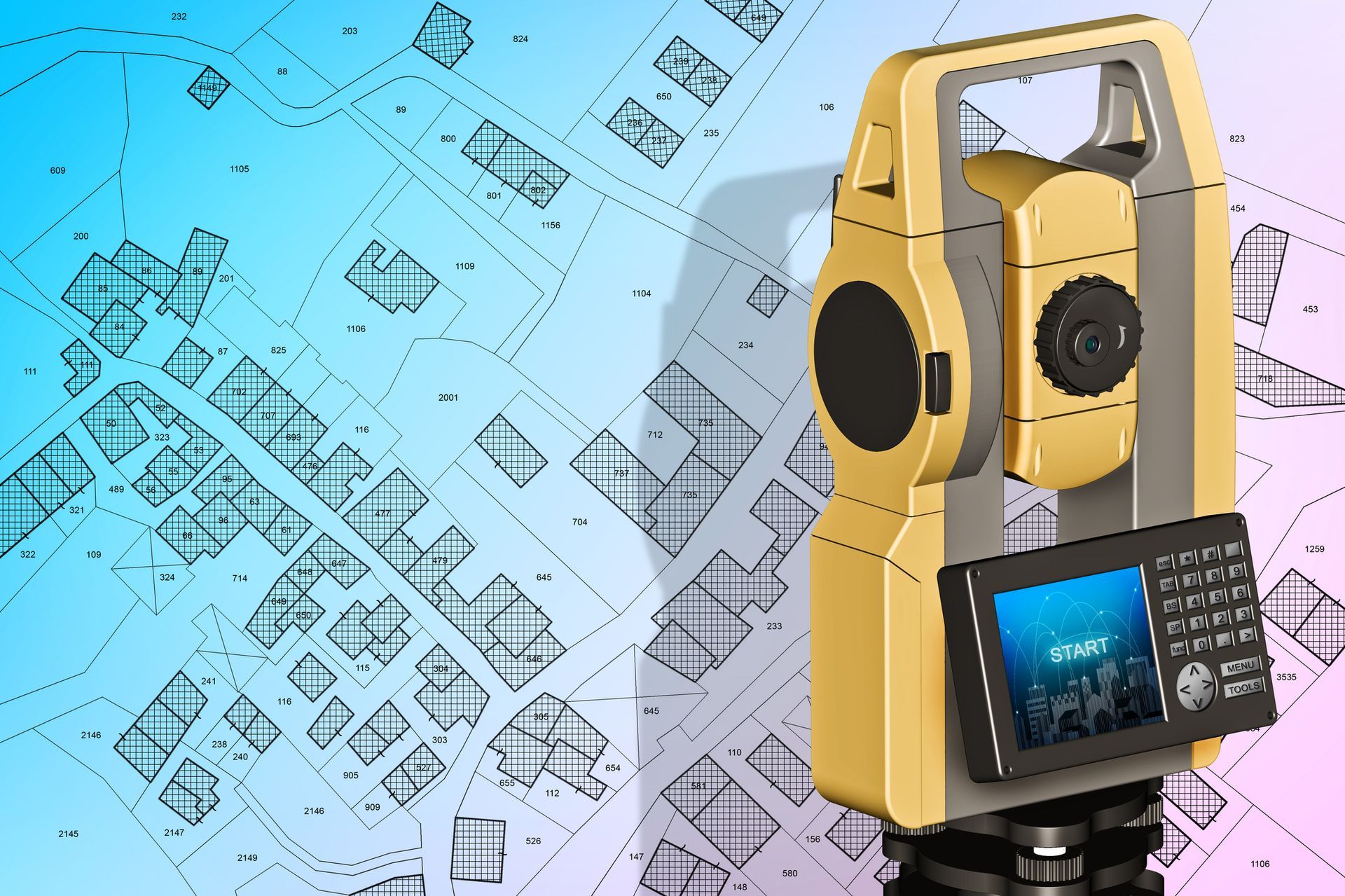 A topographic device is sitting on top of a map.