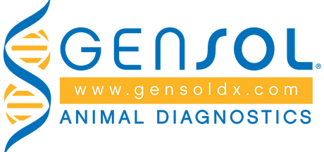 A logo for a company called gensol animal diagnostics