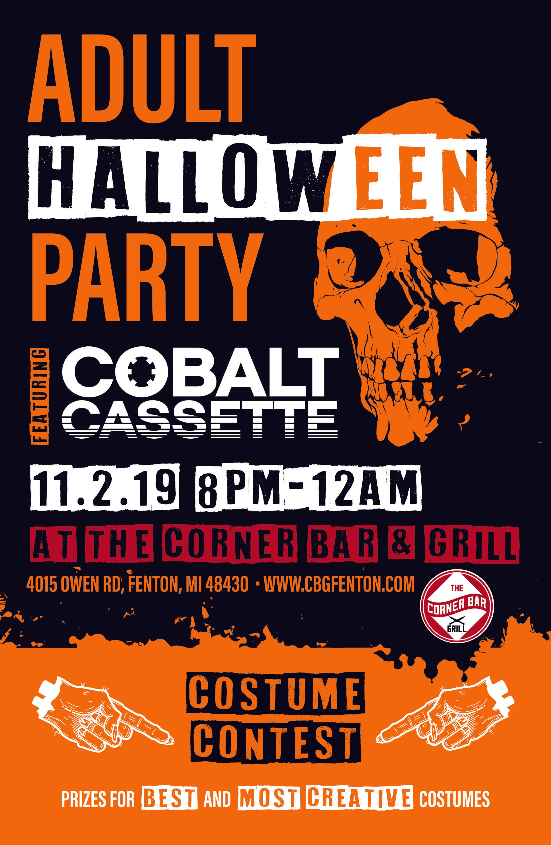 A poster for an adult halloween party at cobalt cassette