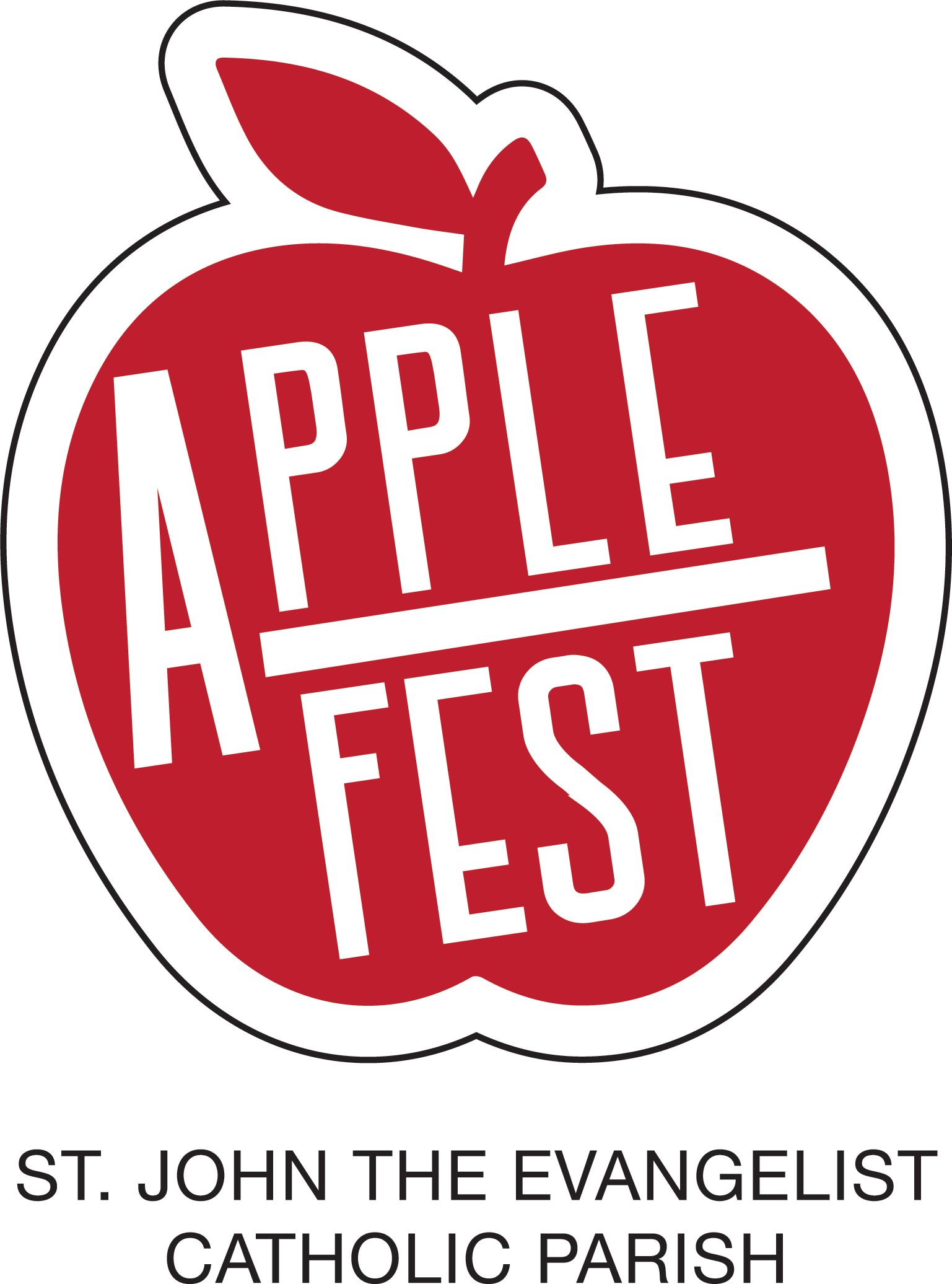 A logo for st. john the evangelist catholic parish apple fest