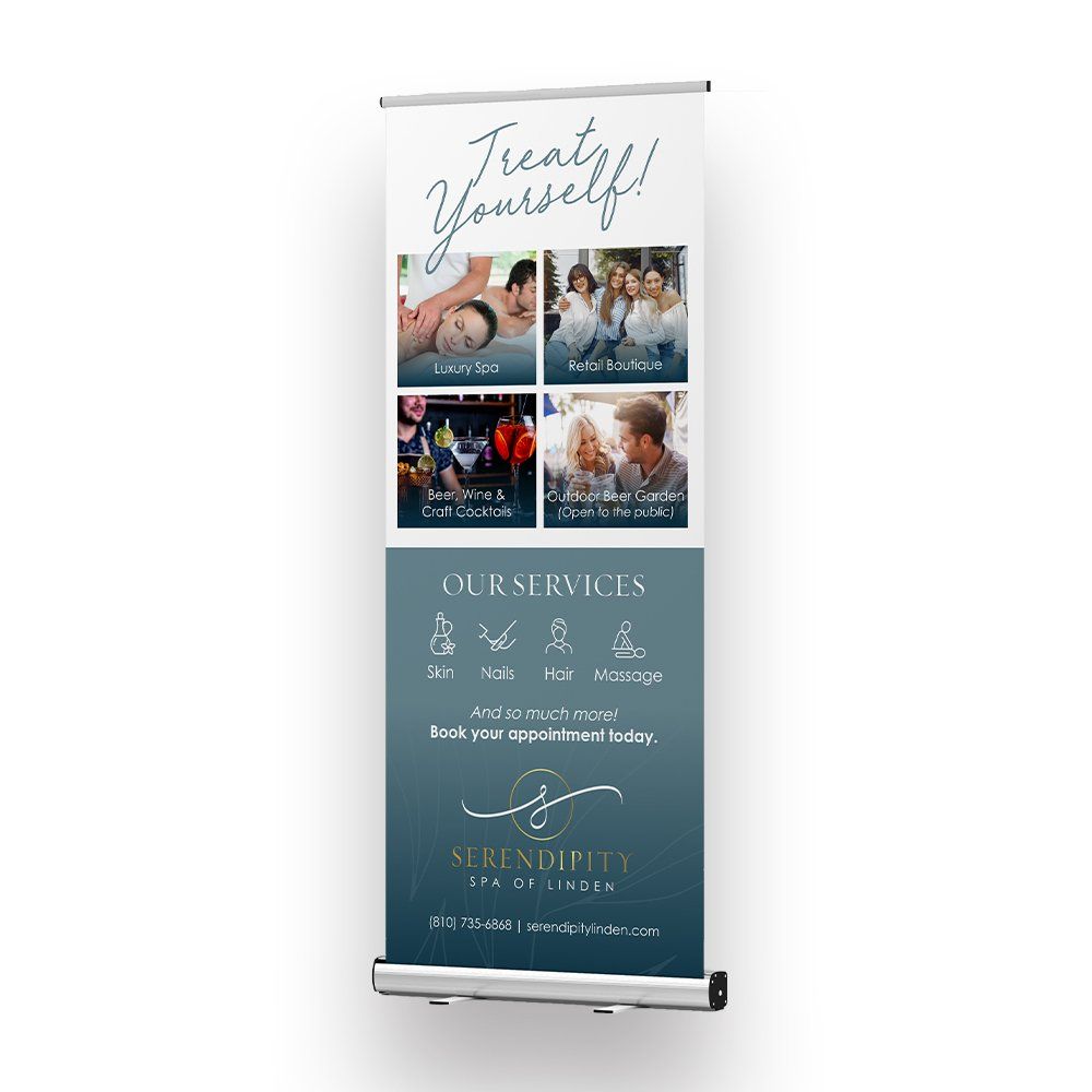 A roll up banner for a spa advertising their services.