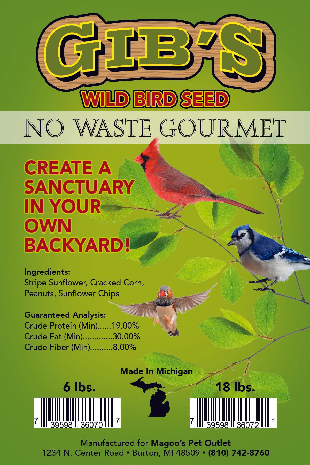 Gib 's wild bird seed no waste gourmet create a sanctuary in your own backyard !