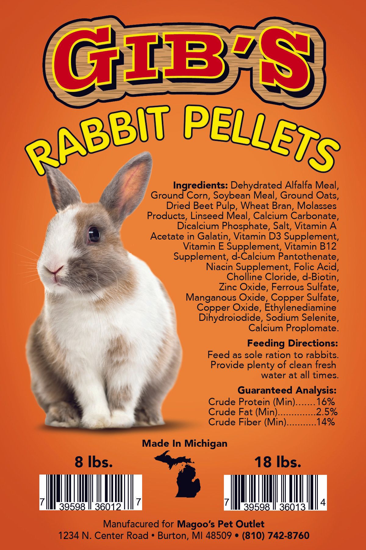 Gib 's rabbit pellets are made in michigan