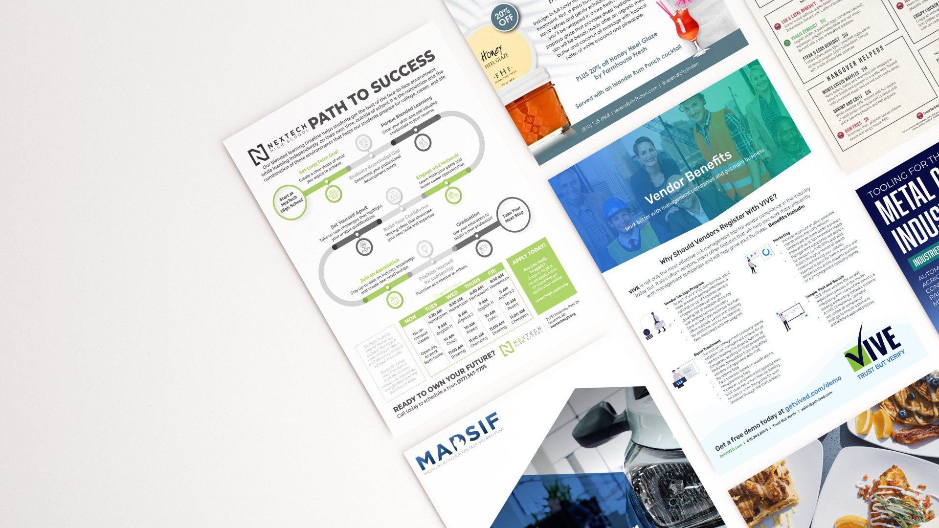 an example of a printed tri-fold brochure