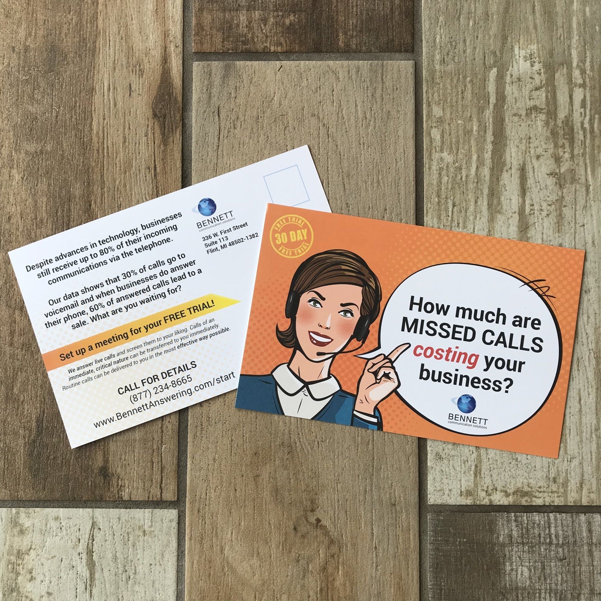 A postcard that says how much are missed calls costing your business