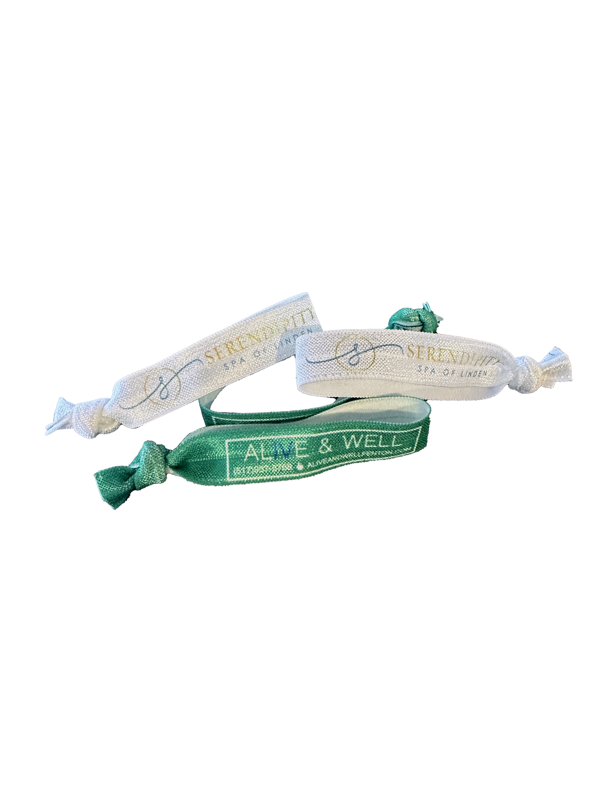 Three bracelets are stacked on top of each other on a white background.