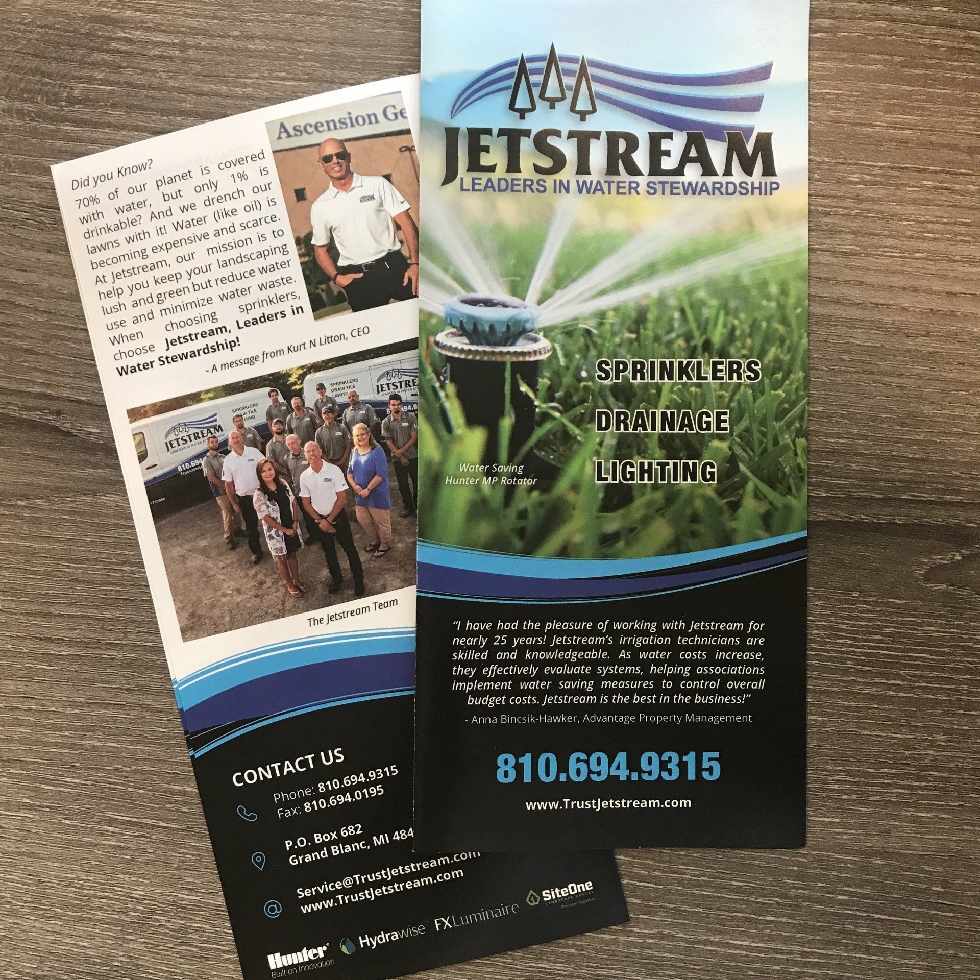 A brochure for jetstream is sitting on a table