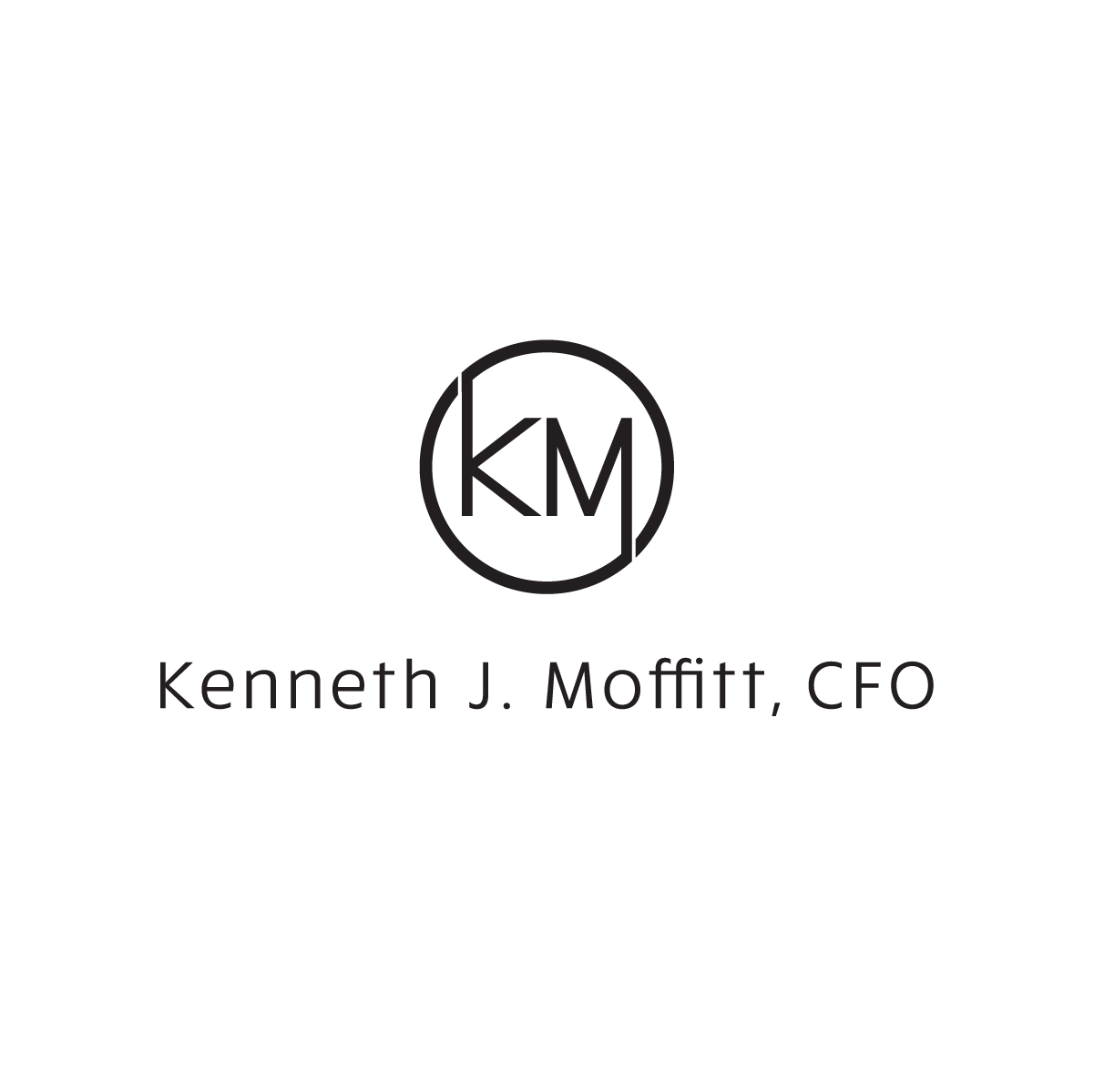 A black and white logo for kenneth j. moffitt , cfo.