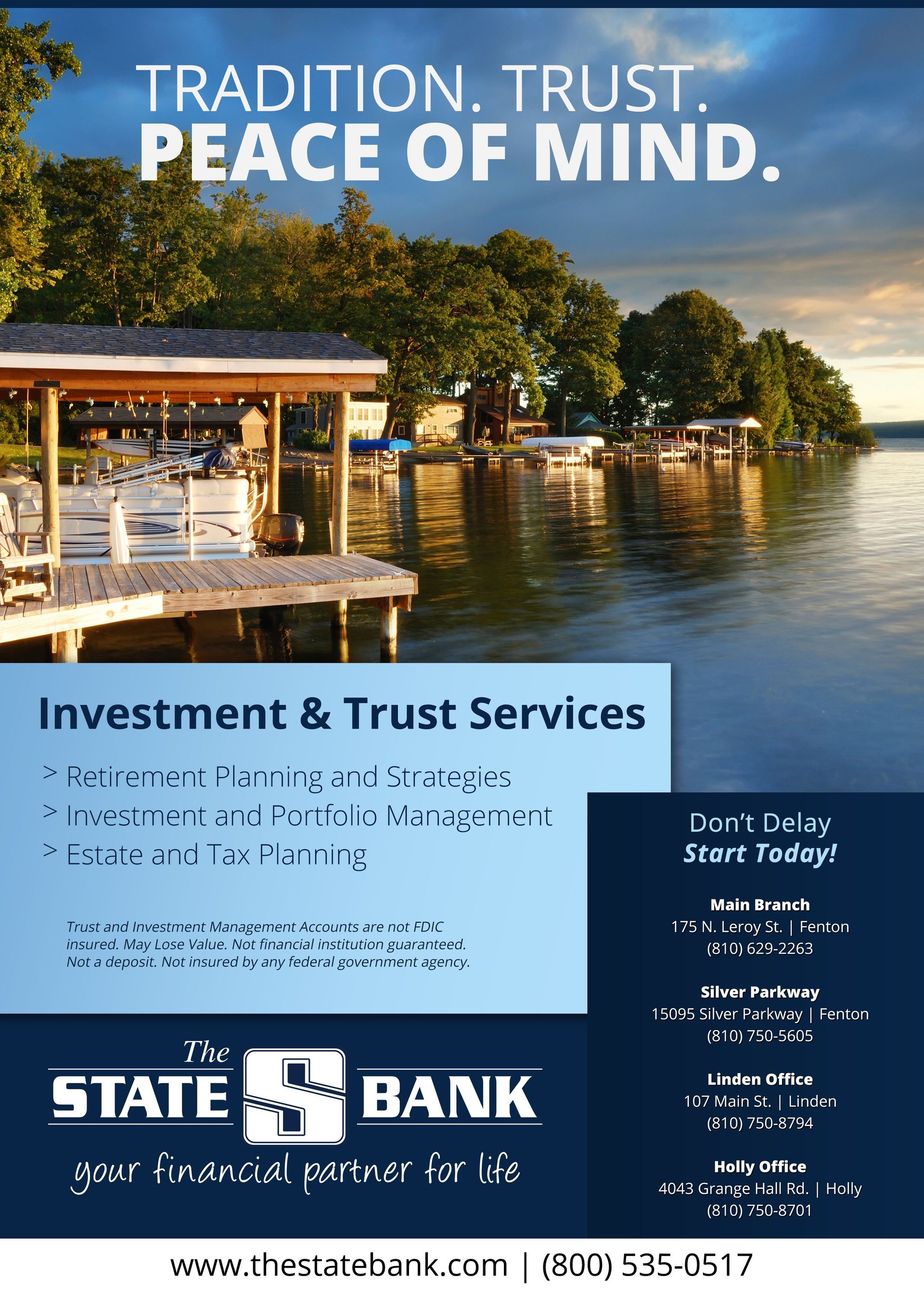 A state bank advertisement for investment and trust services