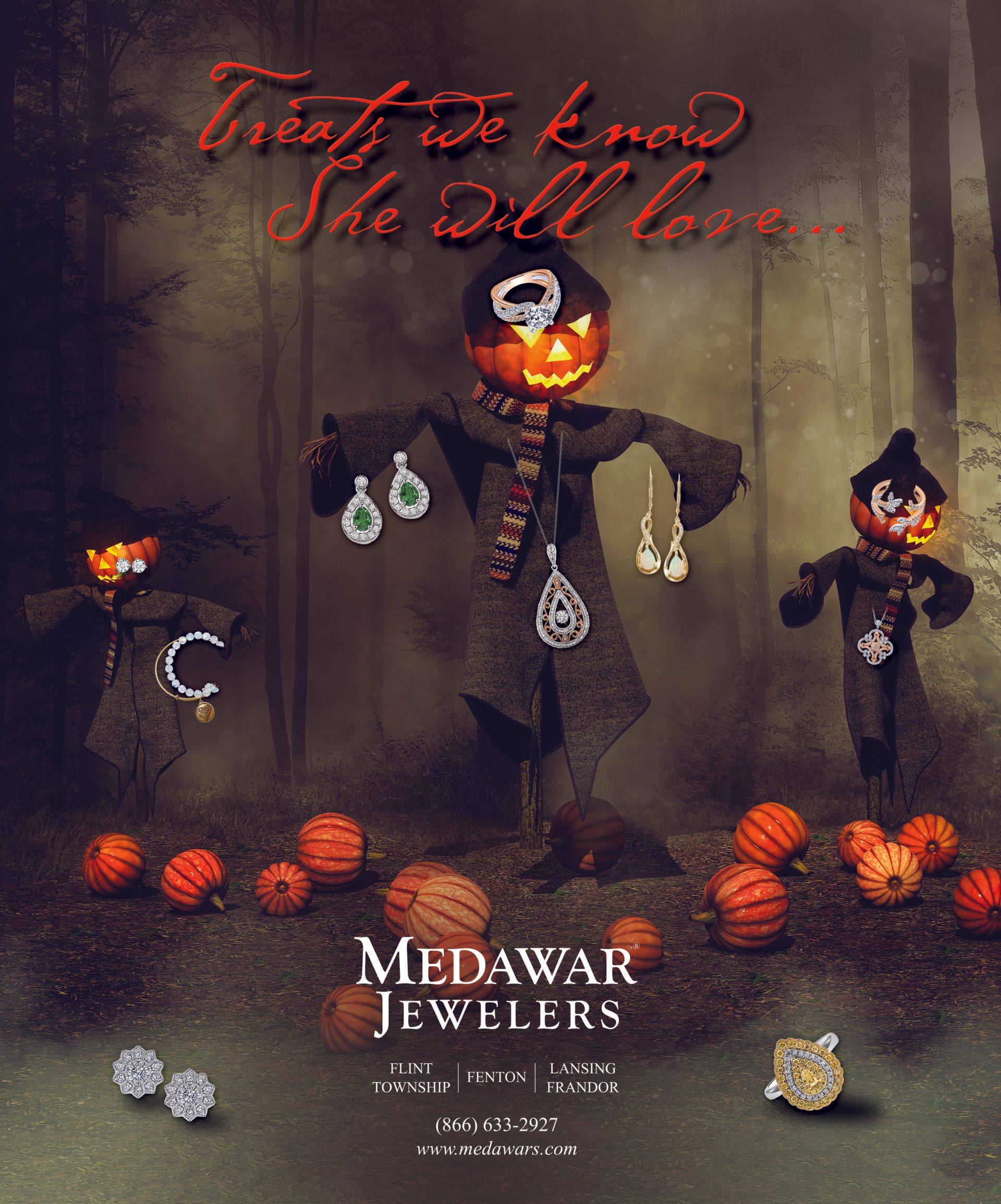 A scarecrow with a pumpkin head is on the cover of a magazine