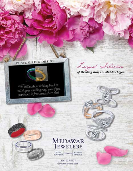 A brochure for medawar jewelers shows a variety of wedding rings
