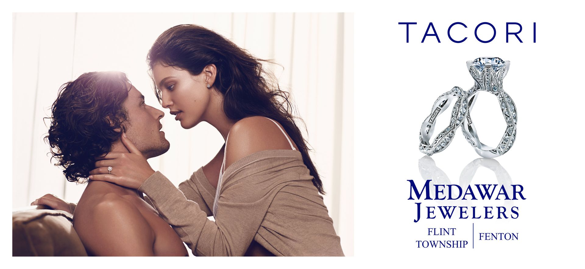 A tacori ad with a man and woman kissing