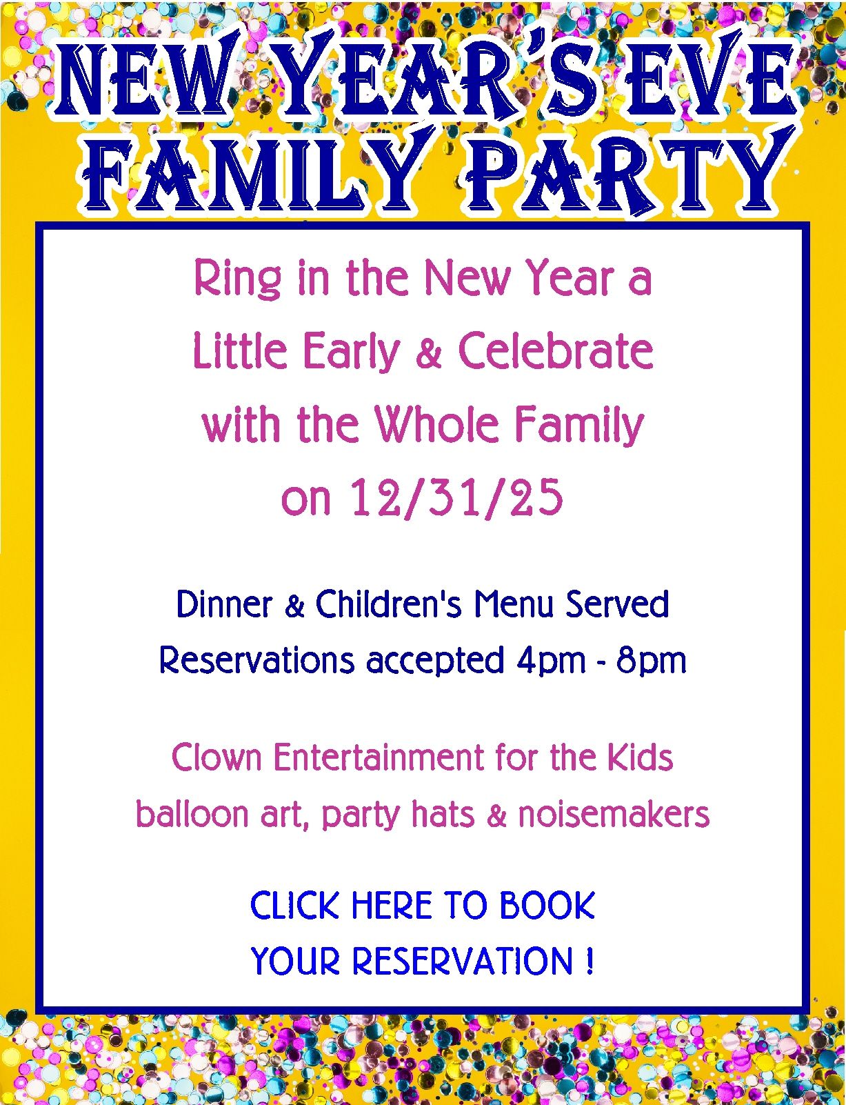 ny eve family party
new years family
wyckoff, nj
new years party
local party
catering for new years