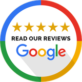 A google logo that says read our reviews on it.