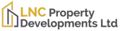 Logo for LNC Property Developments Ltd, featuring a stylized building outline and text in gold and gray.